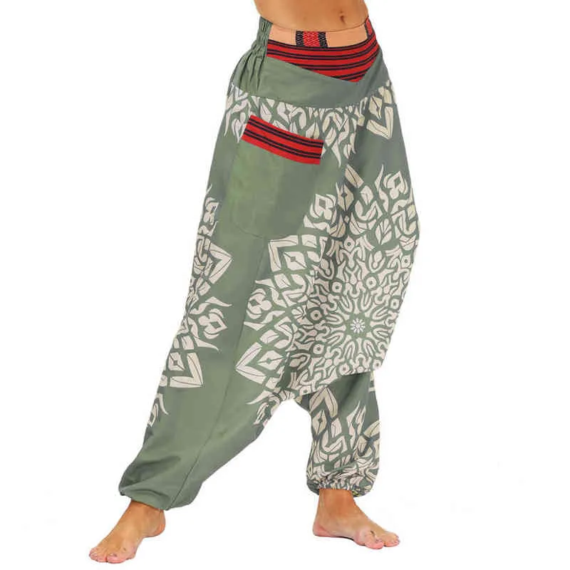 Women's Drop Bottom Elastic Waist Loose Fit Baggy Gypsy Hippie Boho Yoga Harem Pants H1221