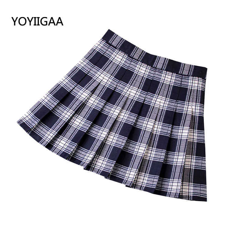 Summer Women Plaid Skirt High Waist Chic Female Pleated Skirts Fashion Harajuku Ladies Mini Skirts Casual Cute Woman Short Skirt Y0824