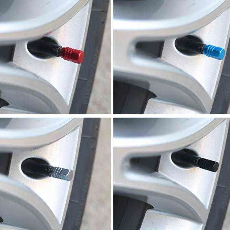 자동차 타이어 밸브 스템 모자 뚜껑 널링 스타일 타이어 밸브 캡 알루미늄 방수 타이어 휠 스템 에어 밸브 캡 자동 액세서리
