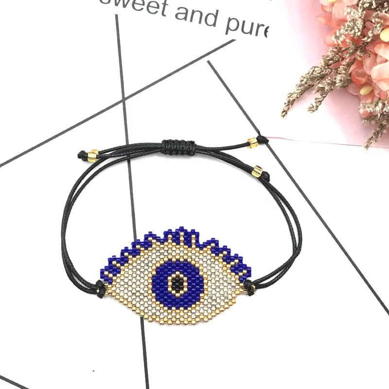 FAIRYWOO exagérer les yeux turcs bijoux de luxe cadeaux faits à la main soeur pour les femmes Bracelet d'amitié