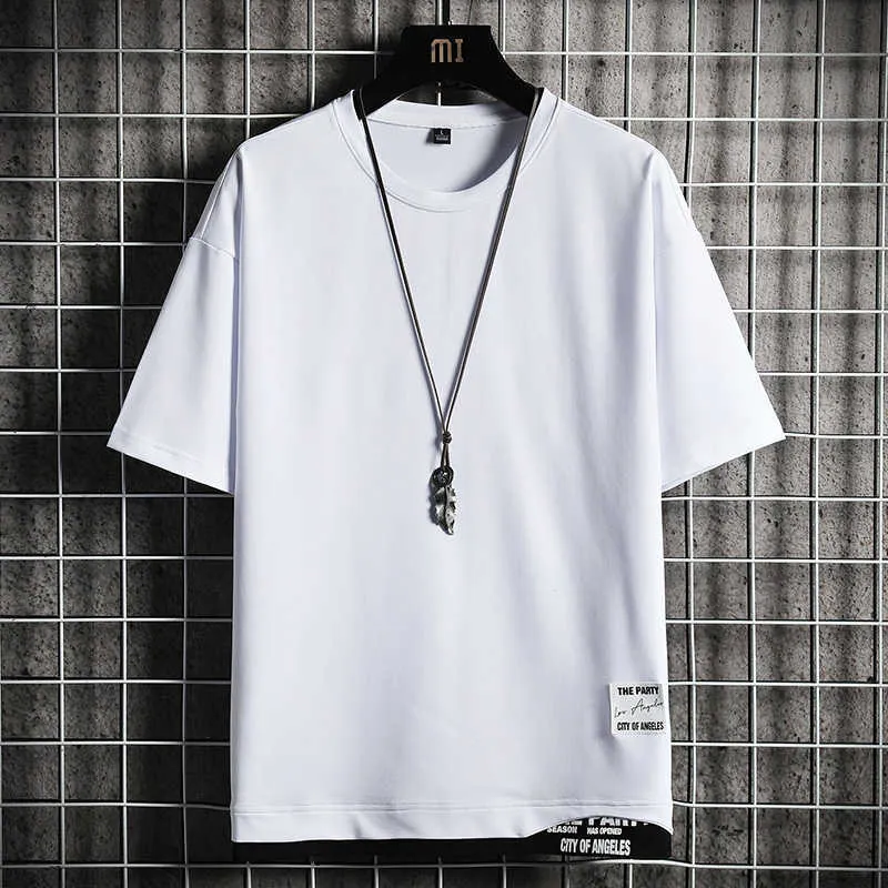 Mode Kurzarm O Neck Solid T-Shirt Männer Sommer Baumwolle Kleidung Top Tees T-Shirt Plus Asiatische Größe 4XL Streetwear 210706