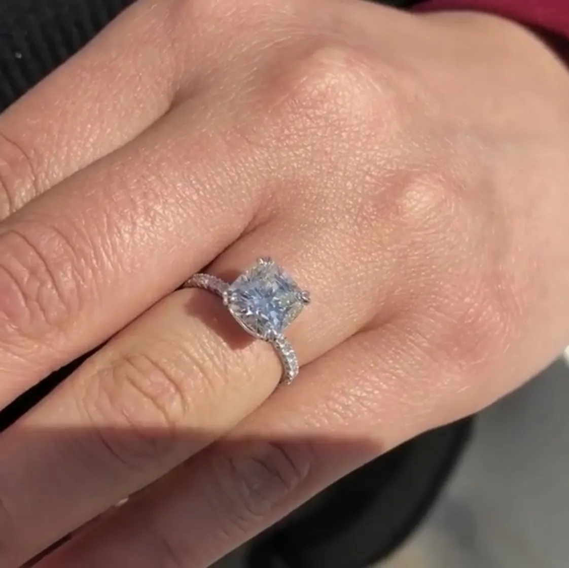 Real solido 925 anello sterling in argento lussuoso 2 ° cuscino taglio taglio anelli di fidanzamento matrimoni in pietra donne Gift di gioielli 278N