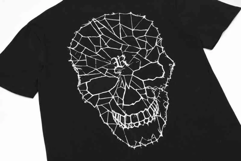 Street Moda Moda Marca Dark Series Crânio Número de Crânio Rastreamento Imprimir Hip Hop Manga Curta T