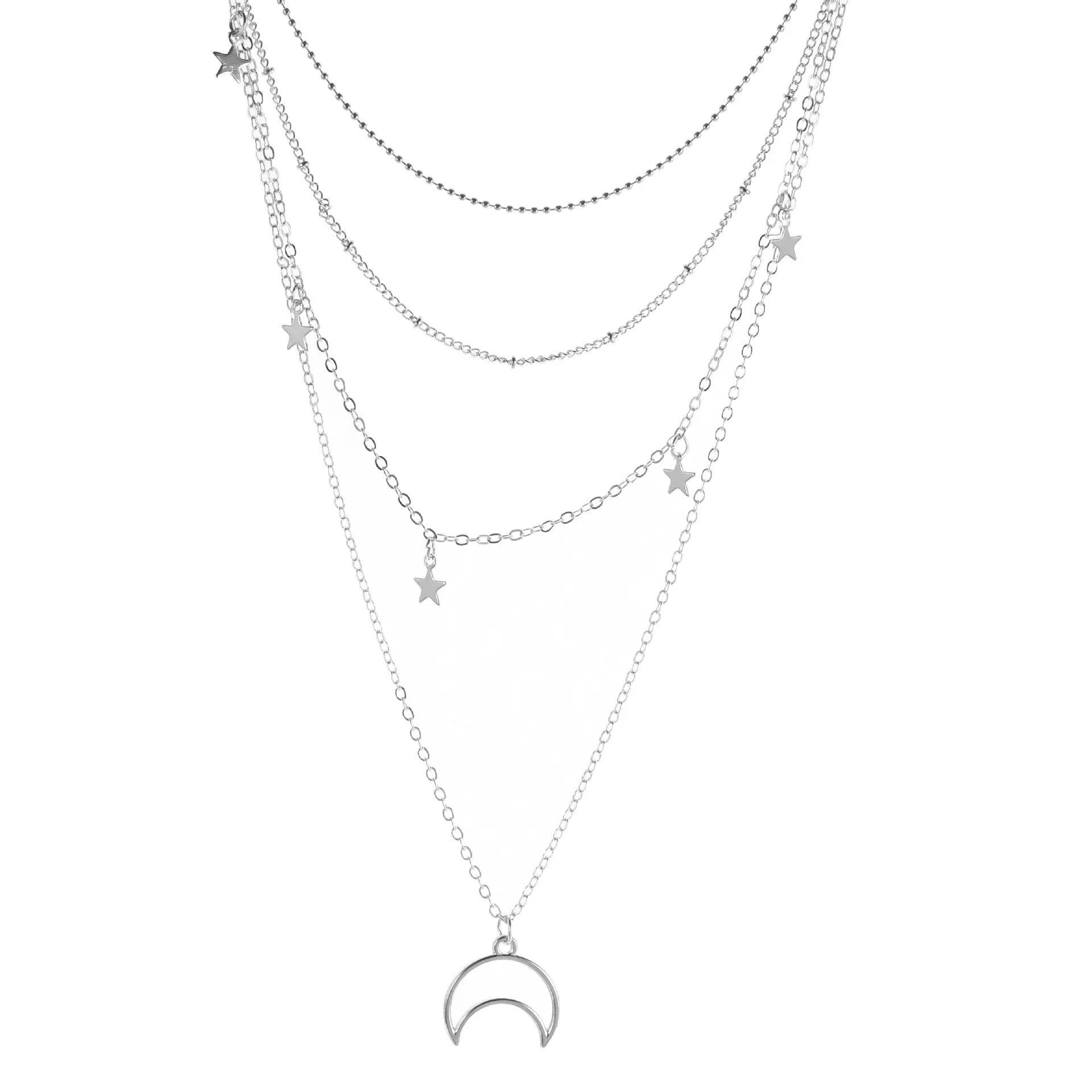 Smycken mode femspetsig stjärna tofs halsband halvmåne hänge halsband nackkedja kvinnlig