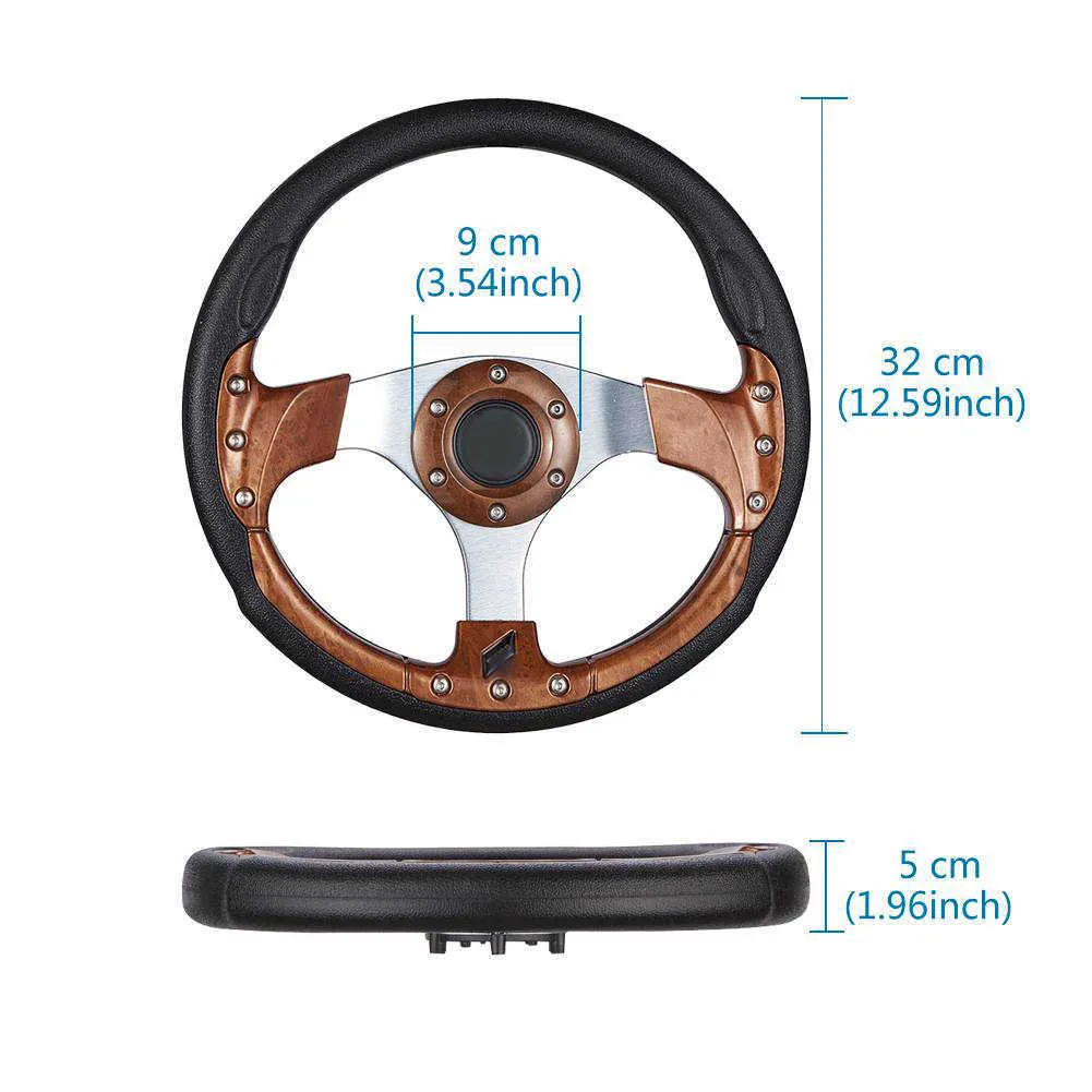 Car Flat Dish WoodGrain Steering Wheel Silver Spokes Universal Sports Race Classic Style