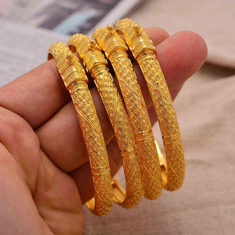 24K Bangles Set Armband Etiopisk guldfärg för kvinnor Bijoux Femme African Mellanöstern Dubai Halloween Jewelry 2201249194501