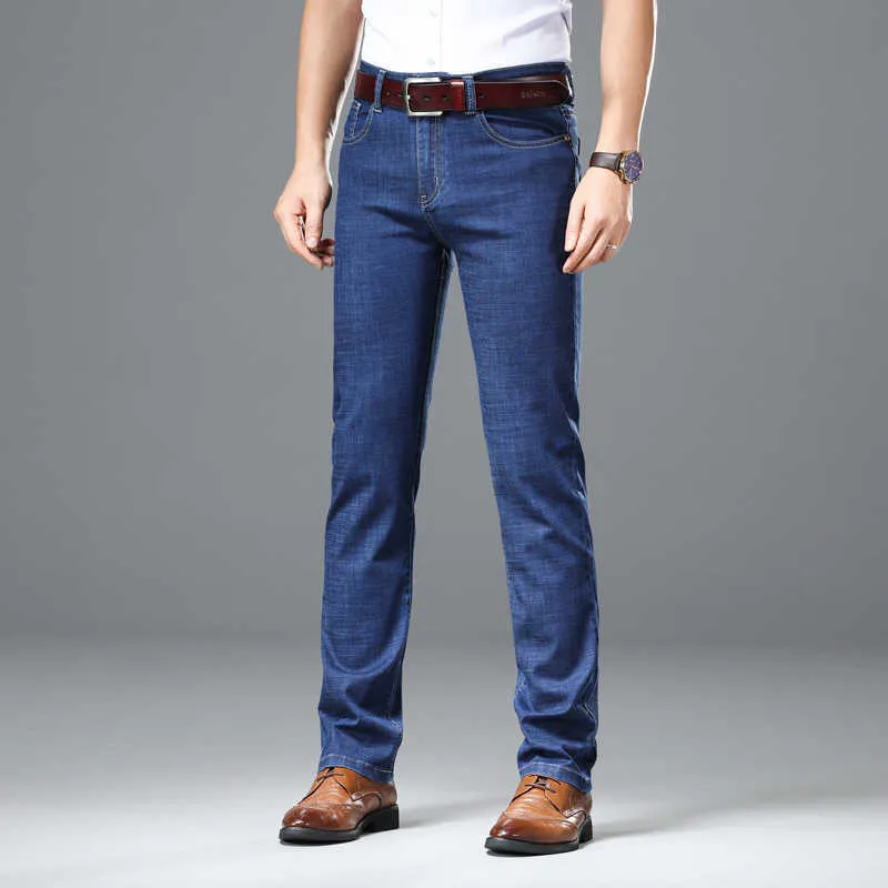 Spessi jeans autunno inverno uomo pantaloni dritti maschili jeans classici uomo denim elasticità pantaloni moda pesante 210622