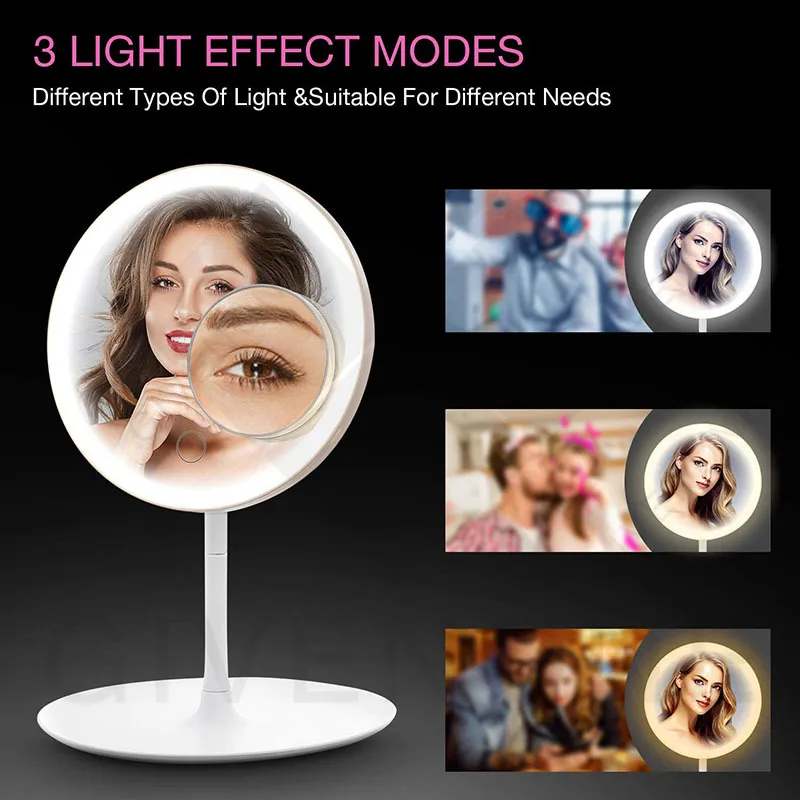 5-Dimes-Lupe, multifunktionaler LED-Touch-Leuchttisch, tragbarer Make-up-Schönheitsspiegel