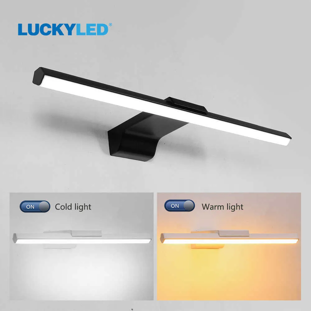 LUCKYLED Modern Led Wall Lamp Led Bathroom Mirror Light 8W 12W AC85-265V Sconce Wall Light Fixture Dimmable for Home 210724