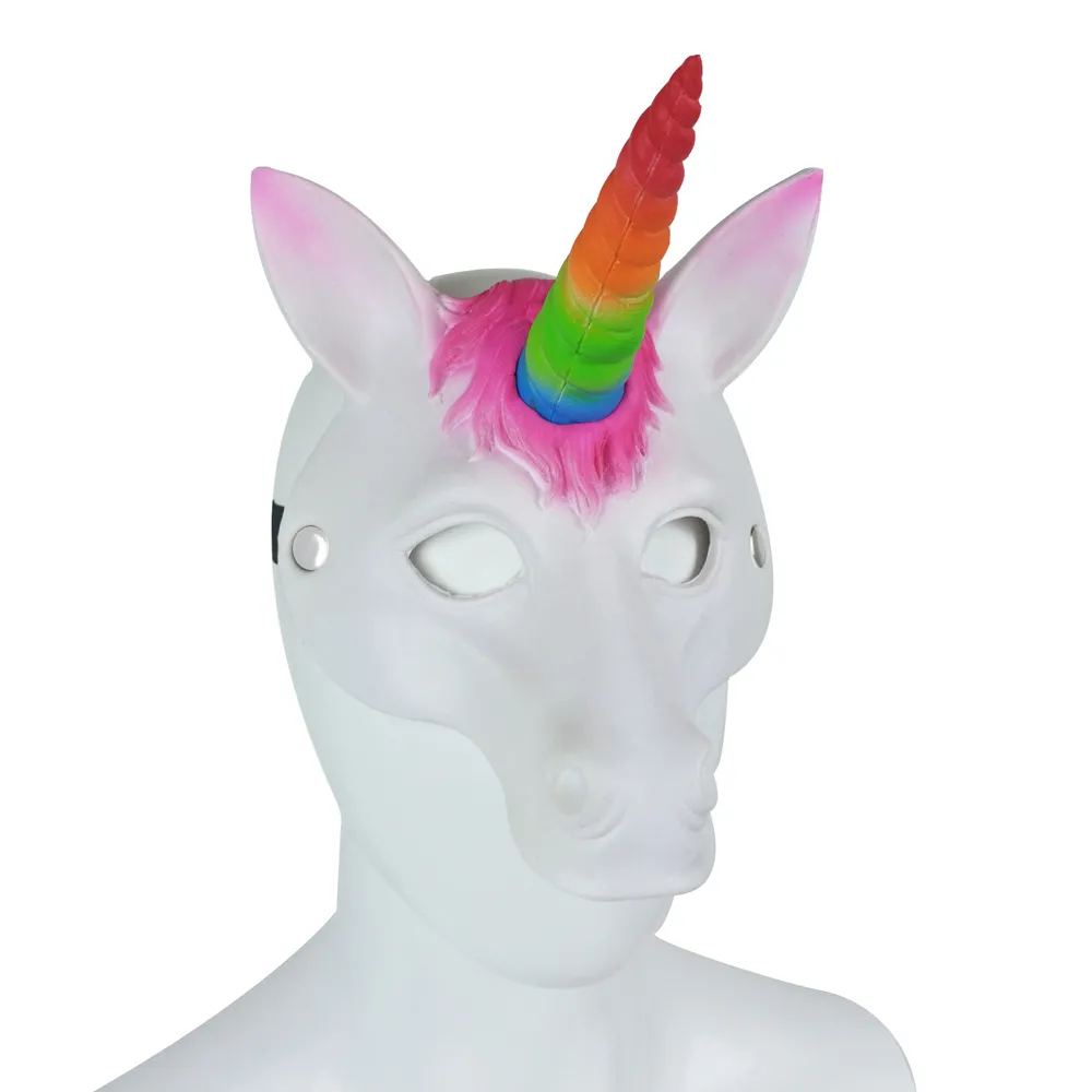 Kot Joker Halloween Karnawał Dorośli Cosplay Soft PU Piana Zwierzę Zdejmowane Róg Unicorn Maska