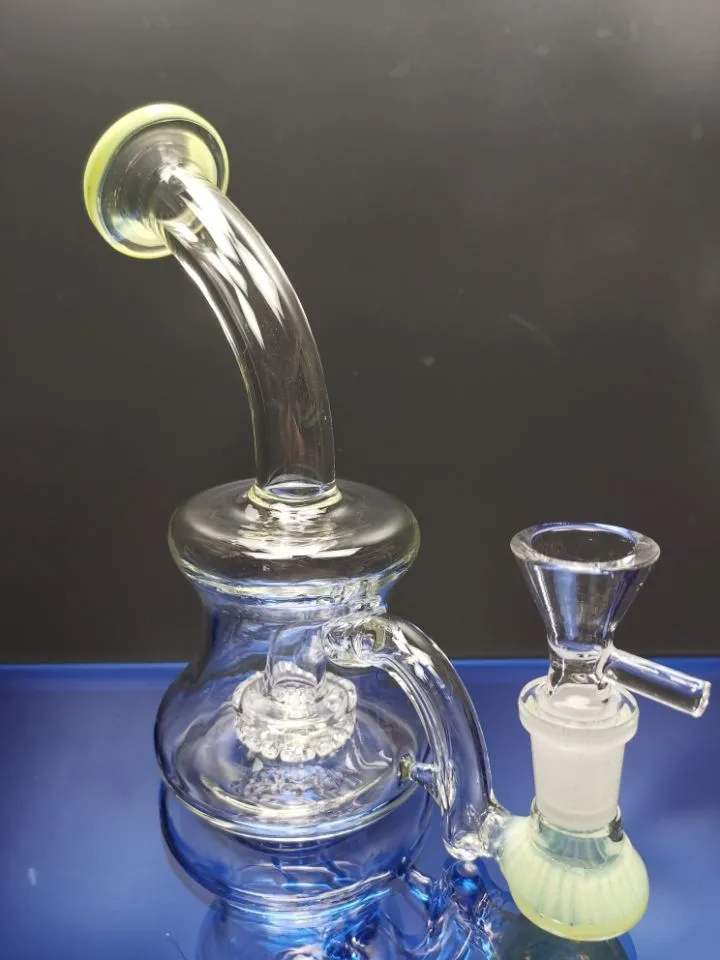 Bong en verre vert brûleur à mazout eau bong matrice perc bongs avec bol recycler les plates-formes pétrolières narguilés joint bol de 14,4 mm zeusartshop