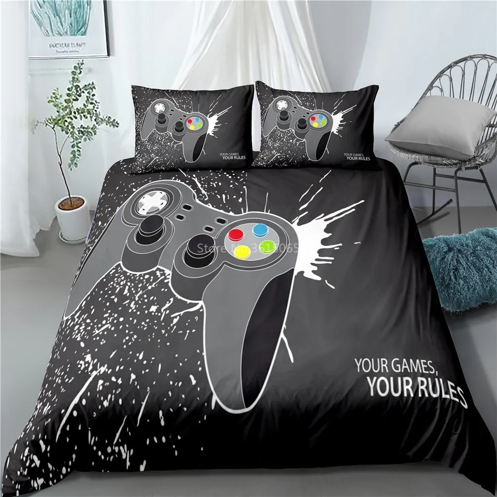 Vendita calda Gamepad Set di biancheria da letto ragazzi Set di biancheria da letto bambini Gamer Queen King Modern Gamer Copripiumino Set copripiumino videogiochi C0223