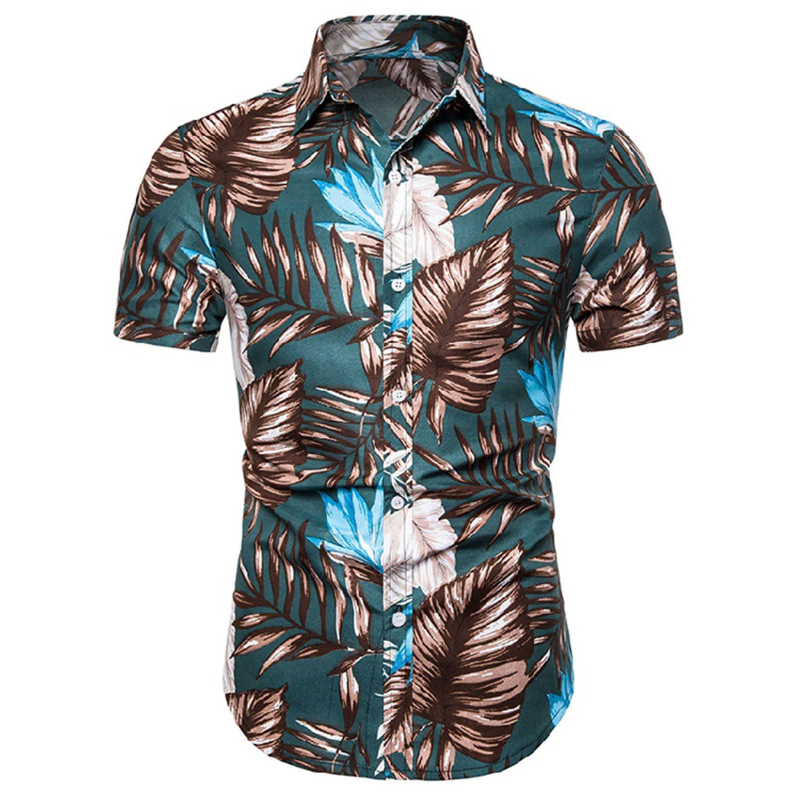 Erkek 2 Parça Set Hawaii Gömlek + Plaj Şort Erkek Casual Streetwear 2021 Yaz Çiçek Gevşek Kısa Kollu Tatil Takım Elbise Erkek X0610