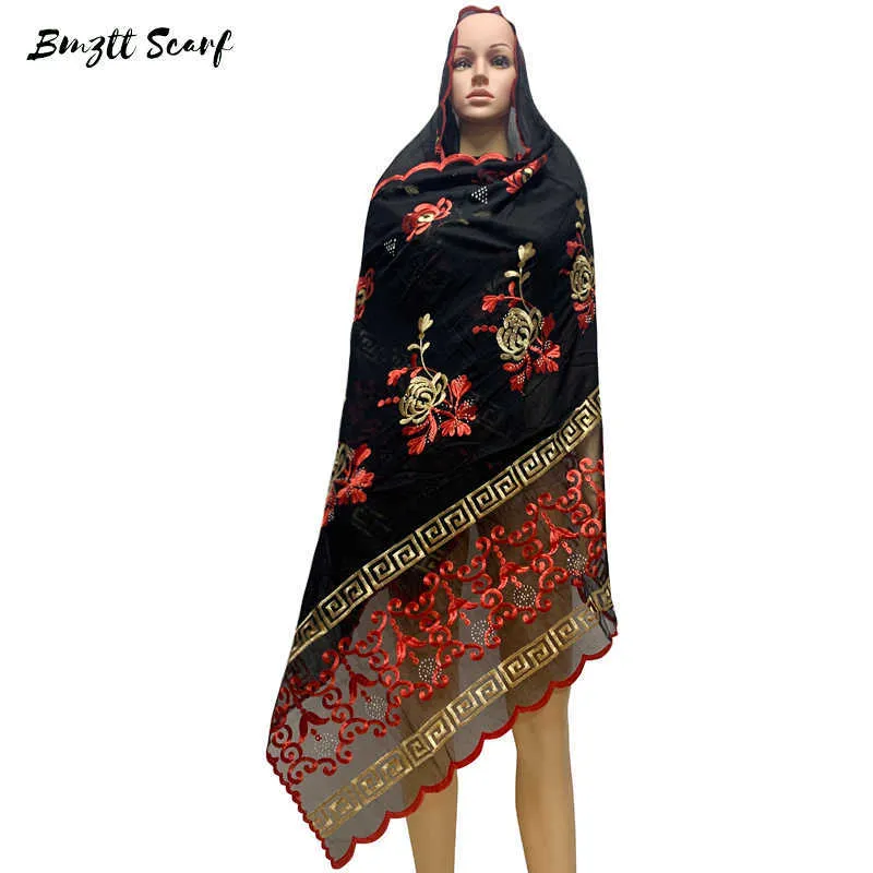 Femmes africaines coton foulards mode musulmane ensemble foulard Net Turban châle doux indien femme Hijab Wrap hiver BF180 Q08283407261