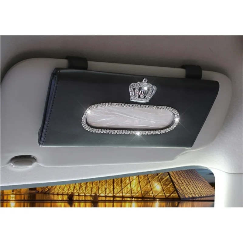 Cute-Crystal-Car-sun-visor-Tissue-box-Auto-accessories-holder-Paper-napkin-clip-PU-leather-Case-e