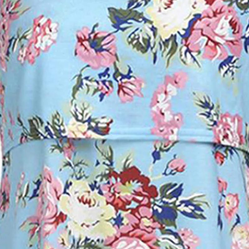 곰 리더 산후 여성 여름 모유 수유 조끼 패션 출산 꽃 인쇄 탑스 옷 캐주얼 티셔츠 210708