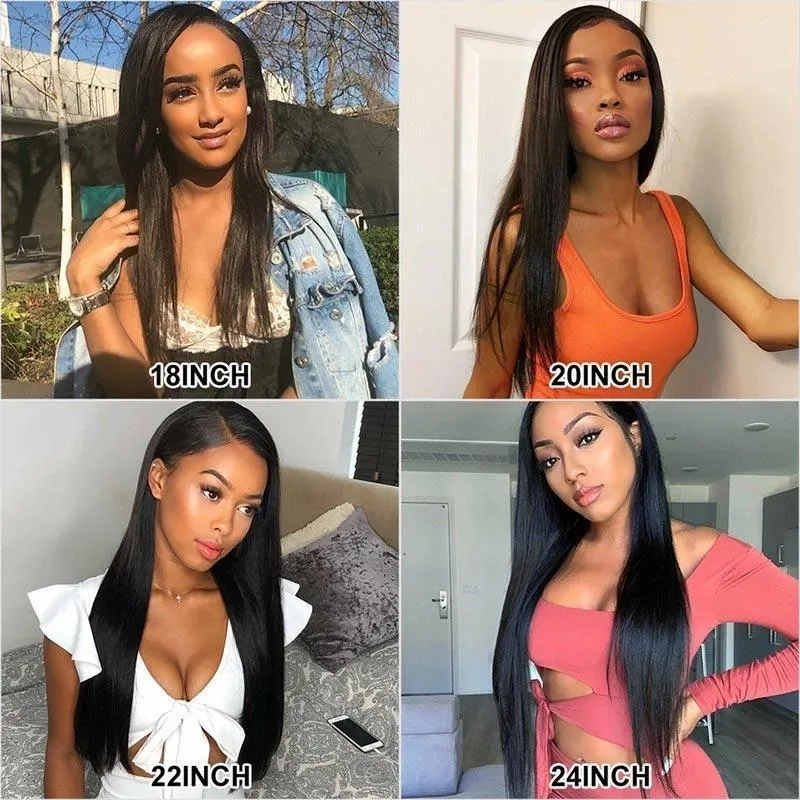 Modern Show Hair 4x4 30 Inch Lace Closure Wig Remy Hair Straight 150 Density Malaysia Human Hair Wigs for Black Women1183203