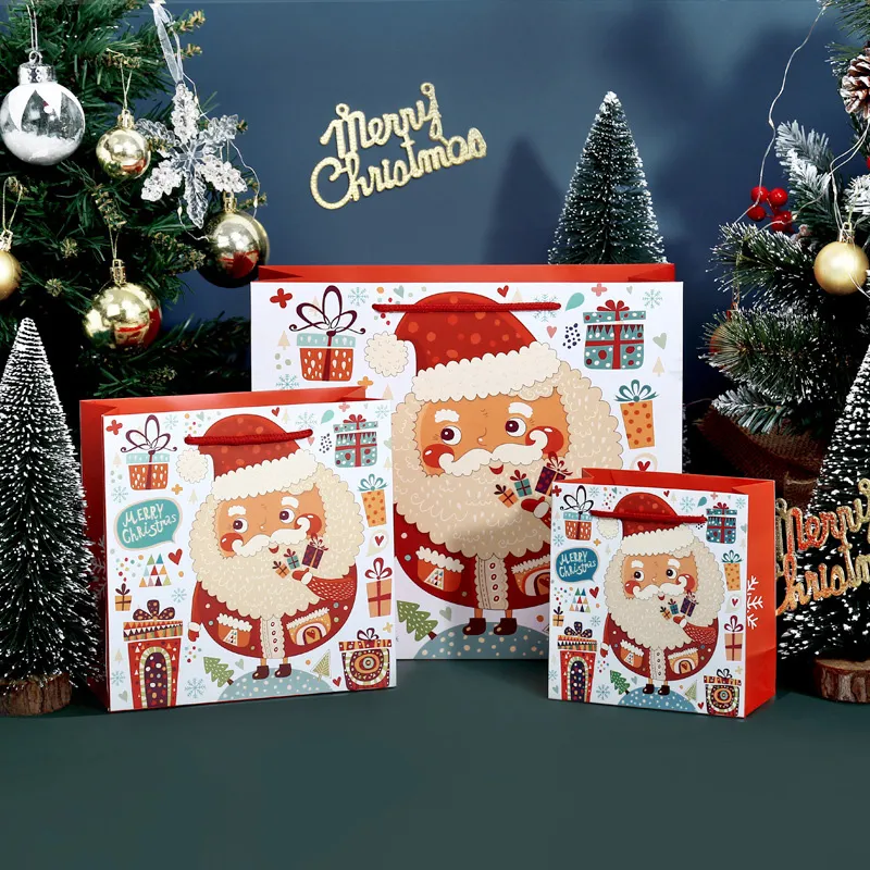 Merry Christmas Gift Wrap papieren zak Xmas Tree Packing Snowflake Candy Box Nieuwjaars Kinderen zijn gunsten tassen Decorations8312054