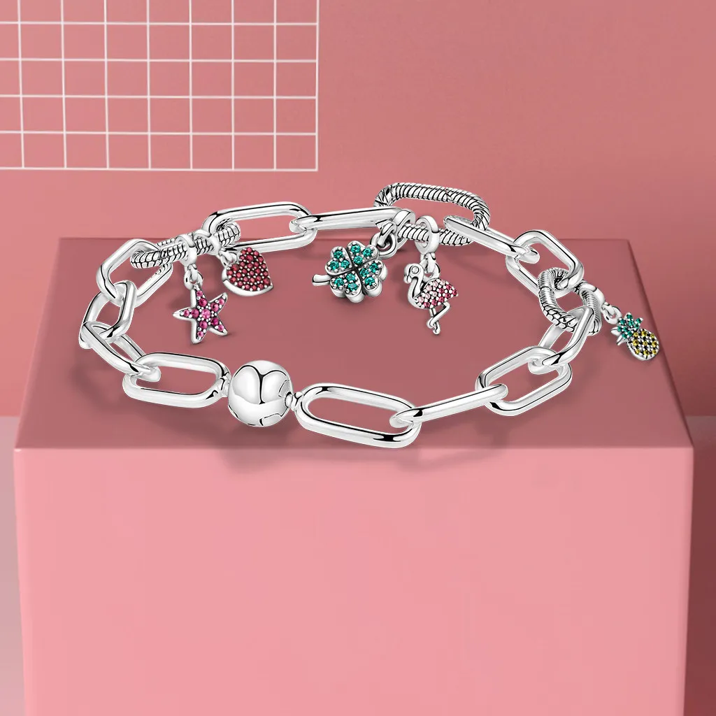 2023 Hot 925 Sterling Silver Me Slender Link Bracelet DIY Fit Pandoras Charm bracelet for women Beads designer Jewelry Gift With Original Box