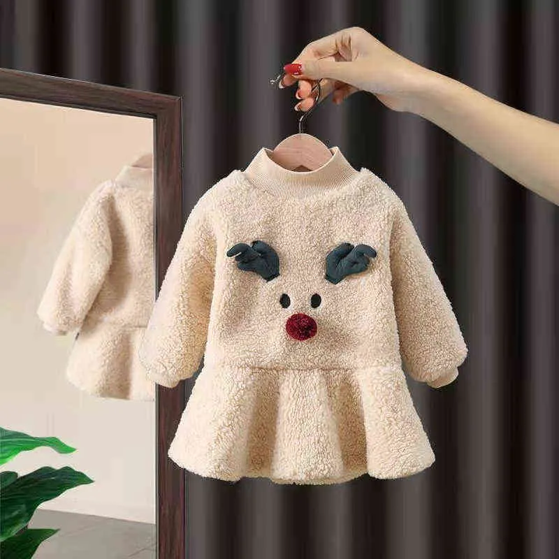 Ragazze Più Abito di Velluto 2021 Autunno Inverno Nuovo 1-6T Bambino Femminile Moda Coreana Cute Cartoon Abito da Principessa G1215