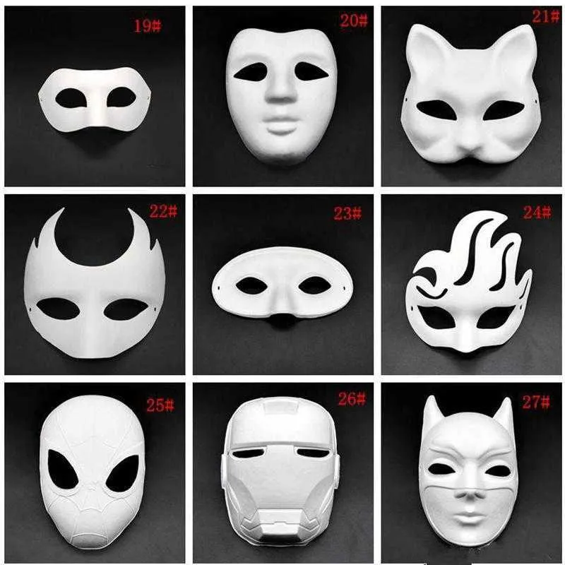 Halloween Full Face Máscaras DIY Pintado à Mão Gesso Papel Coberto Macho Máscara Em Branco Branco Masquerade Mascara Máscara Plana Máscara Mar Sea Envio DHJ60