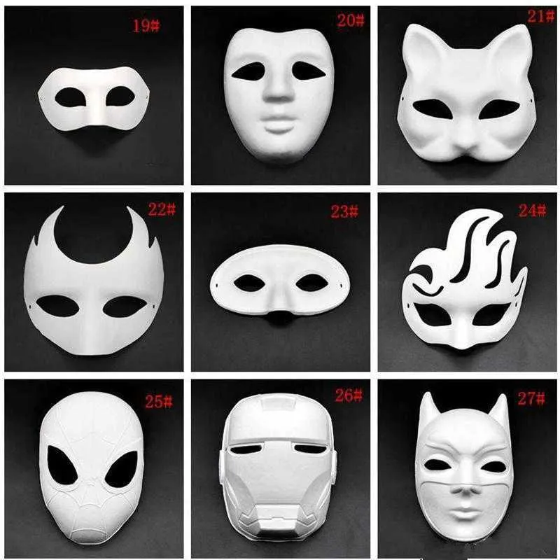 Halloween volledige gezichtsmaskers DIY Handgeschilderde Pulp Gipsport Bedekt papier Mache Blanco Masker Wit Maskerade Maskers Plain Party Mask Mask Sea Shipping DHJ60