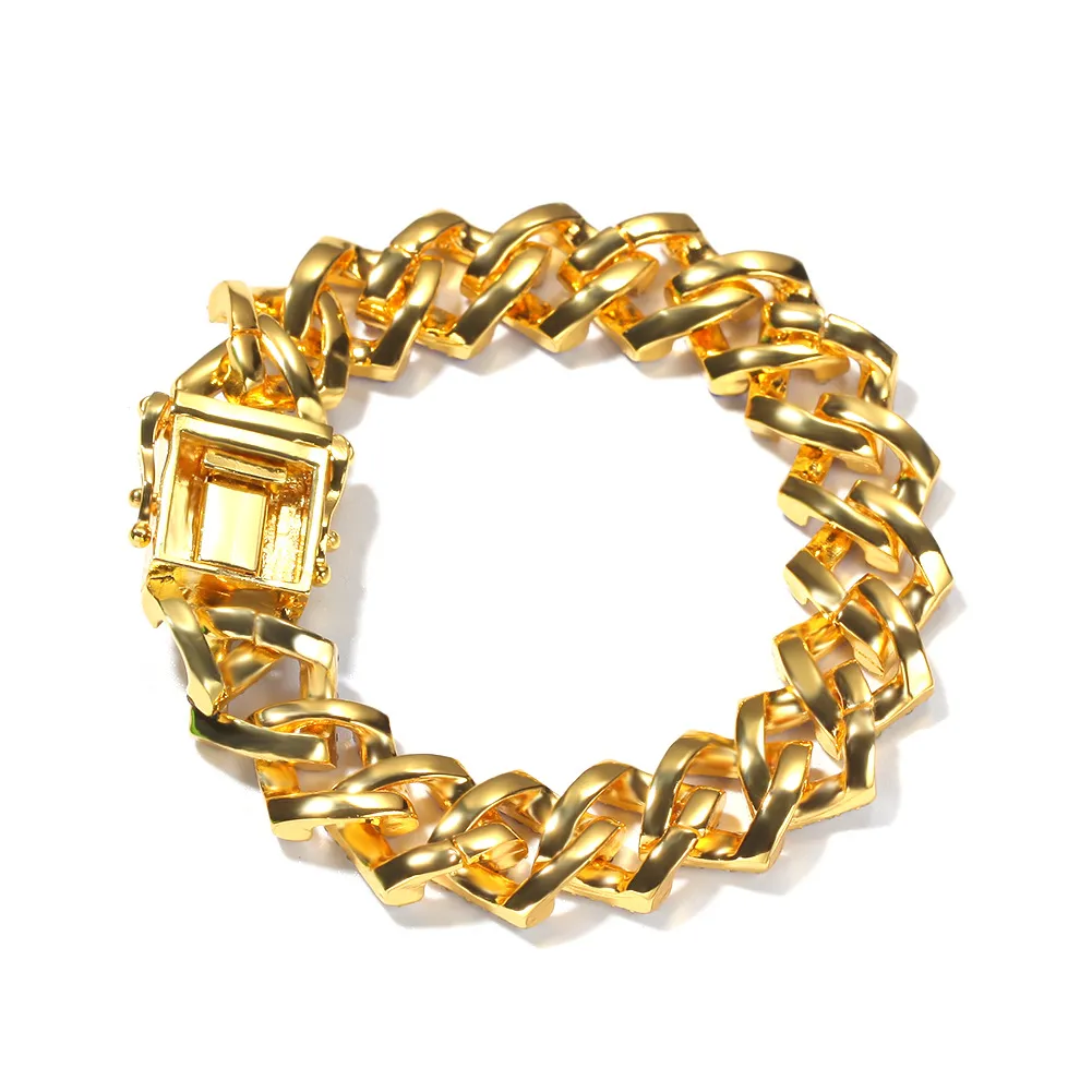 Bijoux hip hop 15 mm de largeur Bracelet Bling Bling Tenns Bracelet Golden 8inch Simulate Dimonds Bracelets Bracelets Gift 6549200