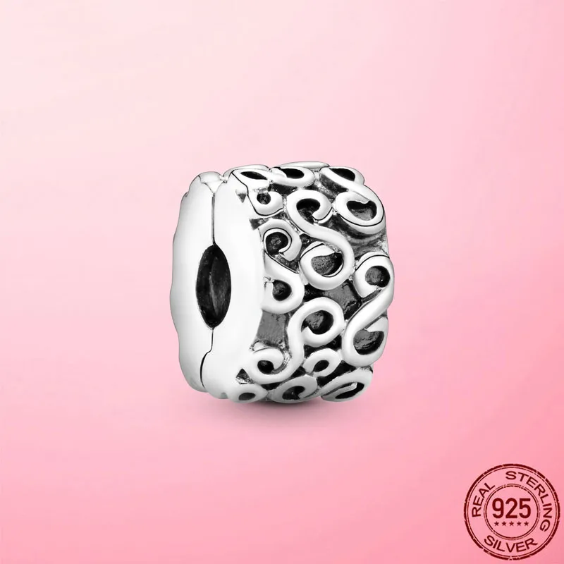 Fermaglio in argento 925 Sterling Silver CZ pave Clip Charm Daisy Beads Stopper fit Pandora Clip gioielli