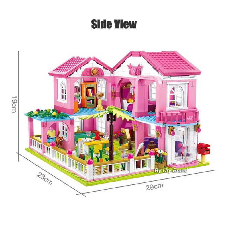 Девушки большой сад вилла замок город дом строительные блоки наборы друзей принцесса куклы создатель DIY образовательные игрушки для детей подарок Q0624