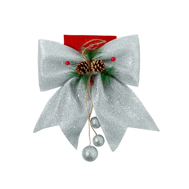 Christmas Tree Decoration Bowknot Bowknots With Bell Xmas Decor Hanging Wedding Festival Party Ornament Props Bow BH4977 TYJ