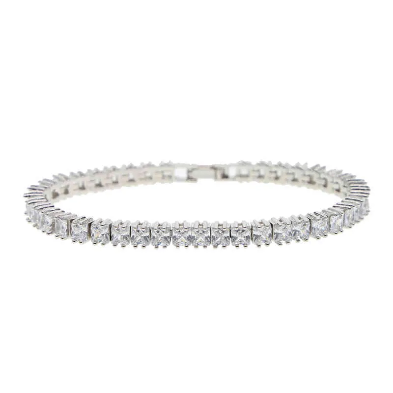 Iced Out Bling Paled Tennis Chain Armband Silver Color 5a Cz Charm Bangle for Women Hip Hip Hop Jewelry3771601