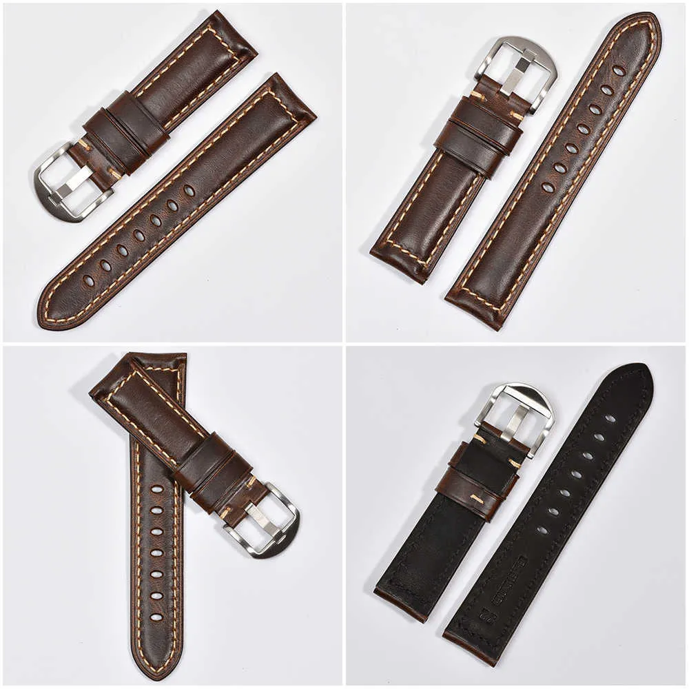 Beafiry mode huile cire bracelet de montre en cuir véritable 19mm 20mm 21mm 22mm 23mm 24mm bracelets de montre bracelets de montre ceinture marron bleu noir H09280v