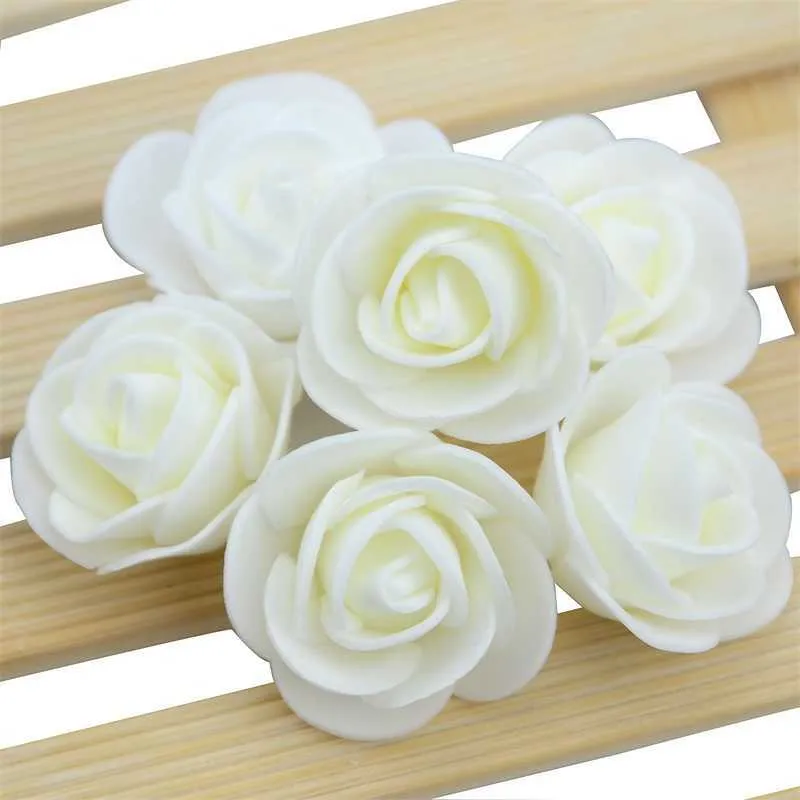 3cm Mini Artificial PE Foam Rose Flower Heads for Wedding Home Decoration Handgjorda Fake Flowers Ball Craft Party Supplies y0728