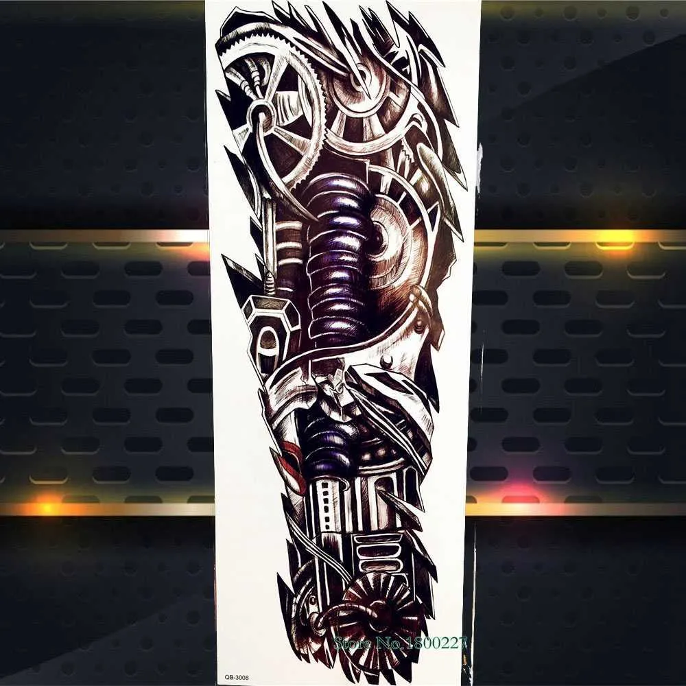 Robot Future Force Temporaneo Uomo Body Art Spalla Manica Del Braccio Impermeabile Falso Flash Tattoo Adesivi Incolla QB-3008