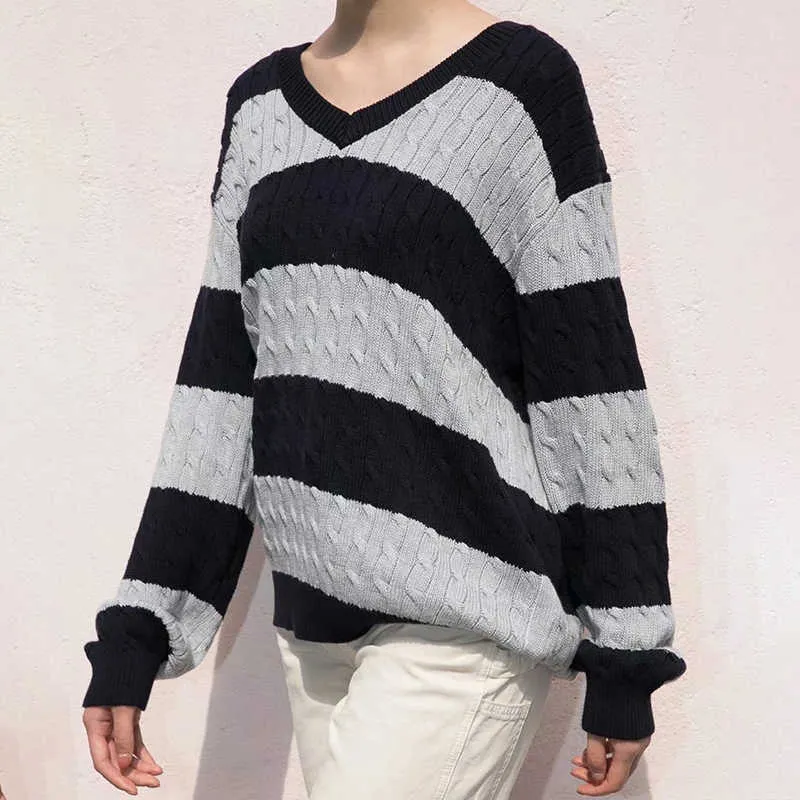 UNUTH Girls Vintage Cotton Sweaters Otoño Moda Ladies Oversize Loose Pullover Chic Outfits 210914