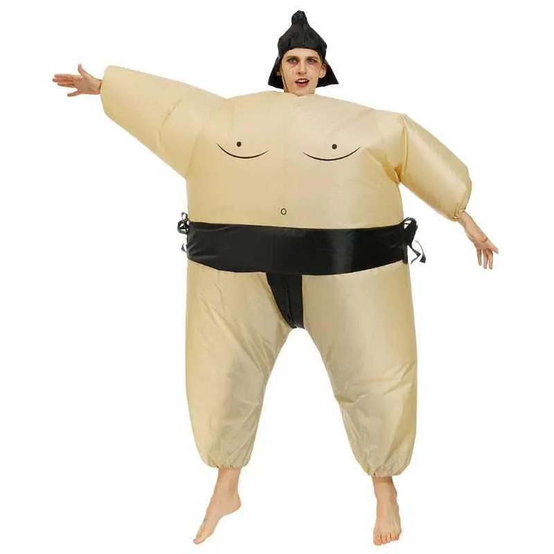 Sumo Wrestler Costume Inflatable Suit Blow Up Outfit Cosplay Party Dress for Kid and Adult Q0910