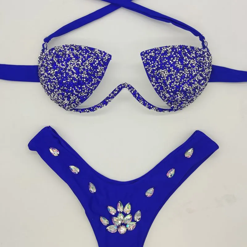 Vacation Bikini Set Nieuwe bling stenen zwempak Goede kwaliteit zwempak badpak sexy vrouwen strandkleding 210305