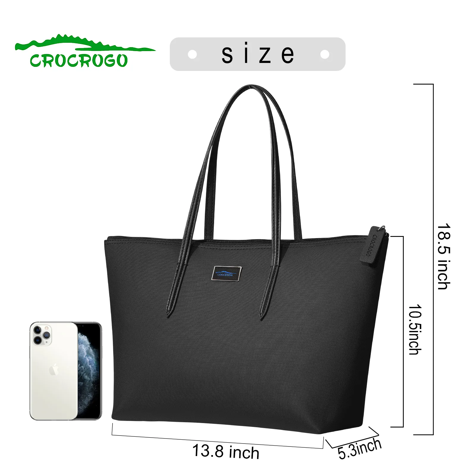 Ladies Crocrogo Crocodile Fashion Shoulder Hand PVC Leather Shopping Casual Travel Laptop Office Zipper Borse