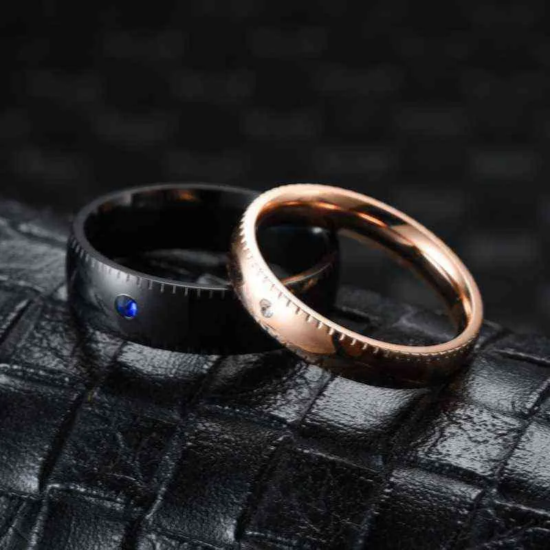 Anillo de pareja de acero inoxidable SIZZZ, anillos de citas de boda de Color dorado y negro de 4mm y 6mm de ancho para mujeres y hombres, regalo de joyería G1125