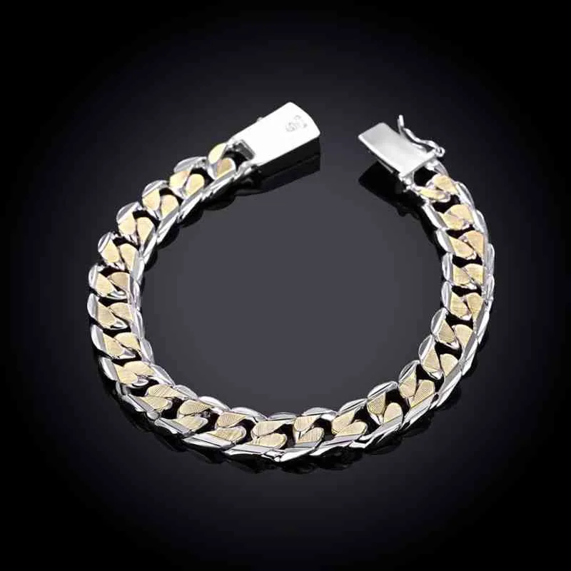 Мужской ювелирный браслет Pulseras, серебро 925 пробы, ширина 10 мм, толщина 21 см, изысканный модный женский браслет Fine266b
