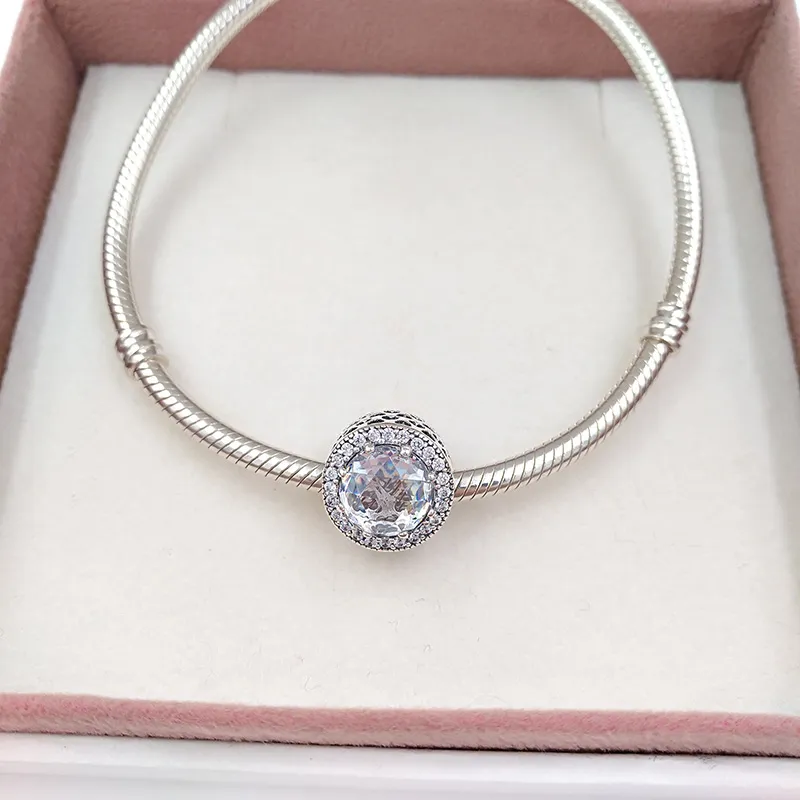 Breloques pour kit de fabrication de bijoux coeurs pandora 925 bracelets en cristal en argent sterling femme fille femmes bracelet chaîne perle pendentif collier cadeaux d'anniversaire 791725CZ