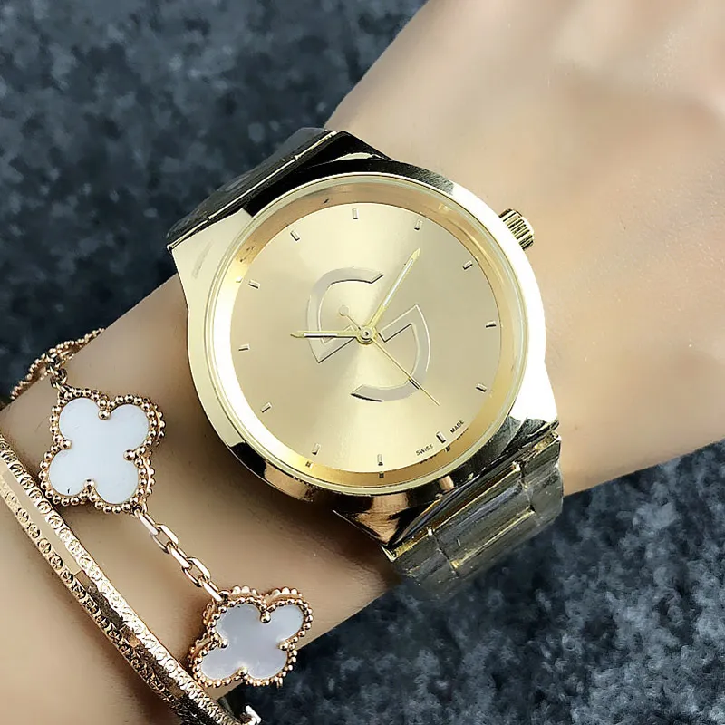 Marca relógios de pulso feminino feminino estilo feminino pulseira de aço de luxo relógio de quartzo GU 42