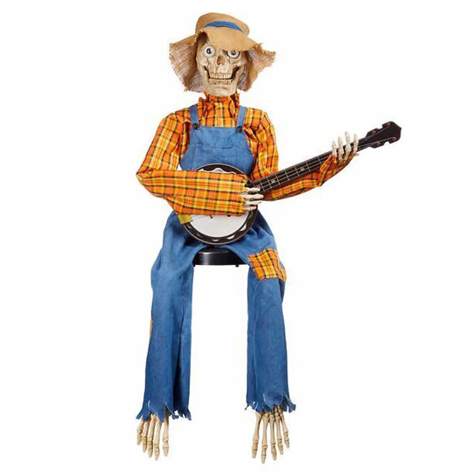 Halloween Weihnachtsdekoration animiert Banjo Skeleton Band Hars Ornament Leuchtete Schädel Gitarre Duelling Houndecoration Accessoires 1716989