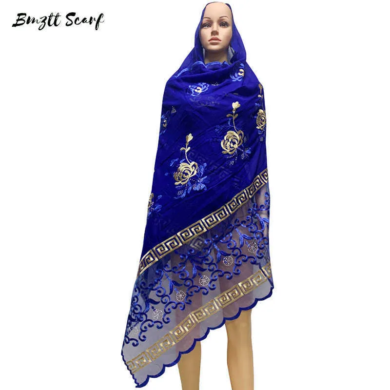 アフリカンコットンスカーフイスラム教徒のファッションセットヘッドスカーフネットターバンショールソフトインドの女性ヒジャーブラップウィンターBF180 Q08283332101