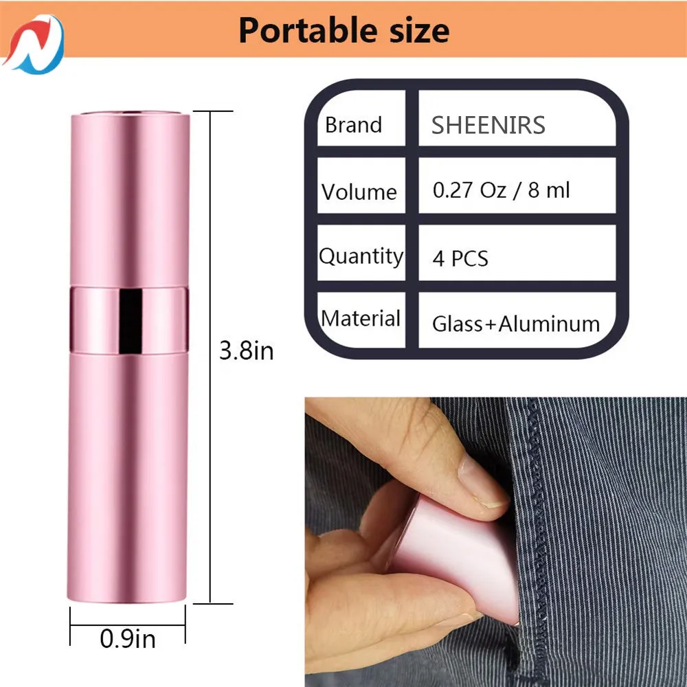 Sheenirs 4 adet 8 ml Taşınabilir Mini Parfüm Atomizer Defile Boş Küçük Sprey Şişe Seyahat Büküm Twe Pocket Cologne Püskürtücü