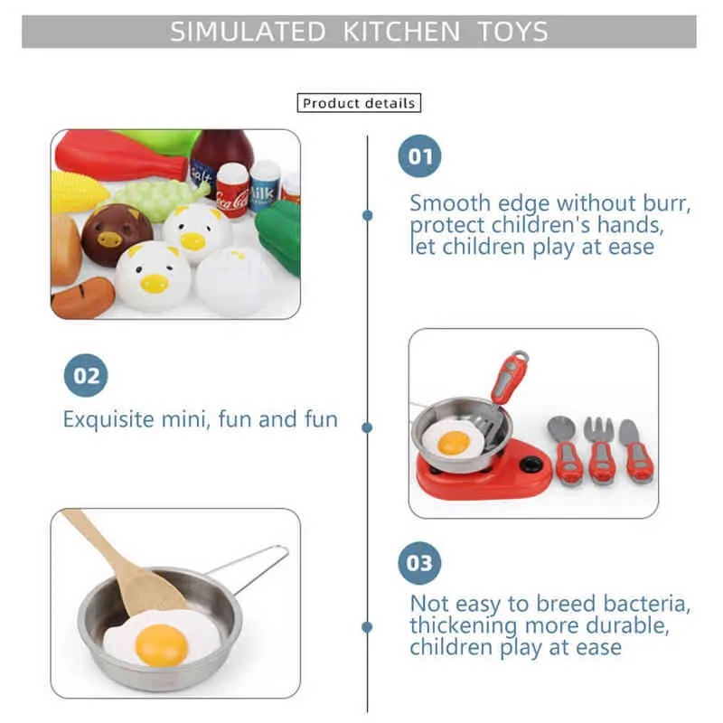 Kök leksaker set miniatyr mini plastmat flicka barn som skär grönsaker frukt matlagning hus set leksak för barn gåva 2112132548