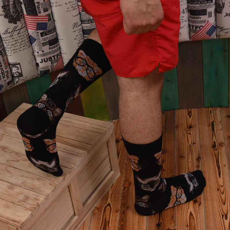 Peigné de coton mode hip hop hommes chaussettes tendance harajuku requin clown de planche à roulettes de planche à roulettes de planche à roulettes animaux chaussettes heureux drôle sokken x0710