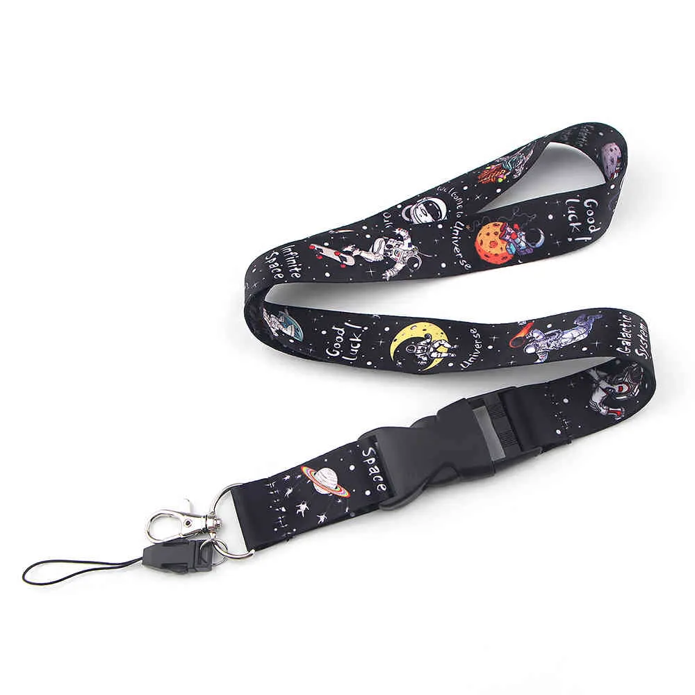 10 stks / partij J1592 Cartoon Space DIY Sleutelhangers Accessoire Mobiele Telefoon USB ID Houder Sleutel Strap Neck Lanyard