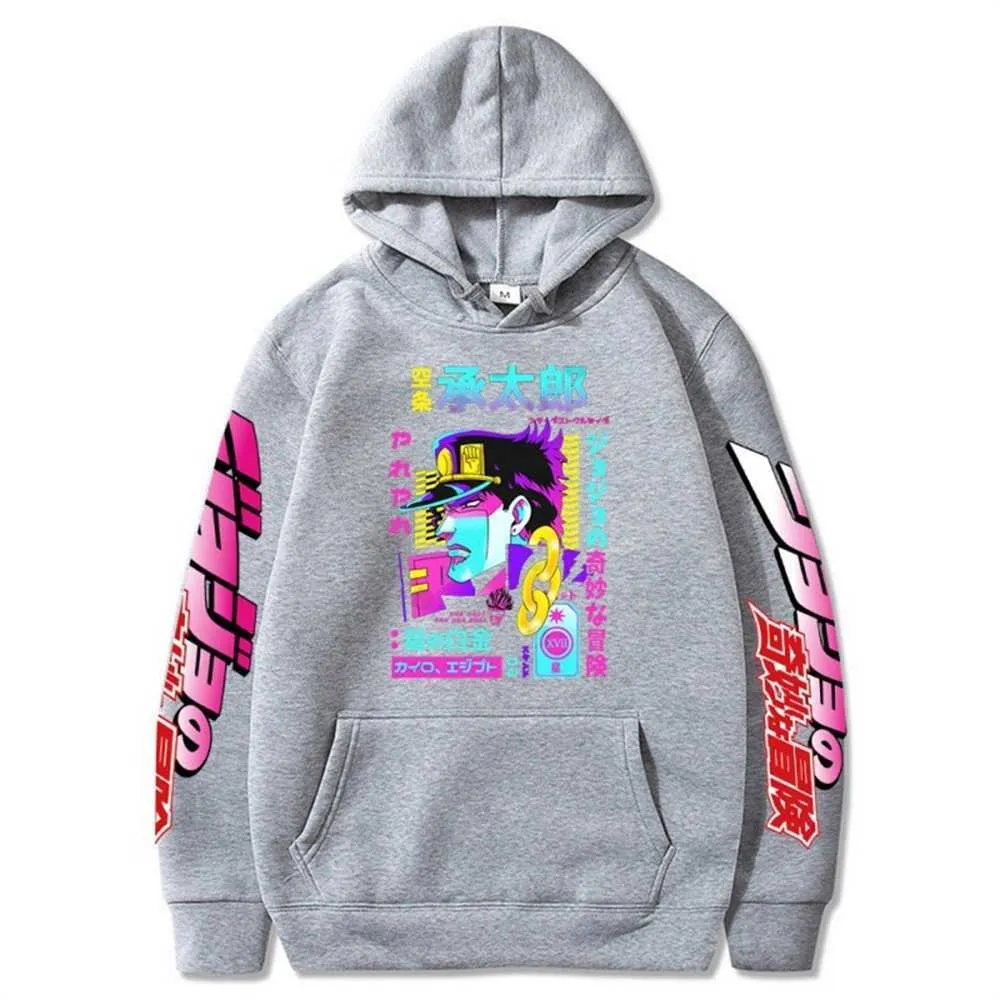 Anime JoJo's Bizarre Adventure Sweats à capuche imprimés Hip Hop Sweatshirts Pull à manches longues Loose Print Streetwear pour hommes et femmes 211014