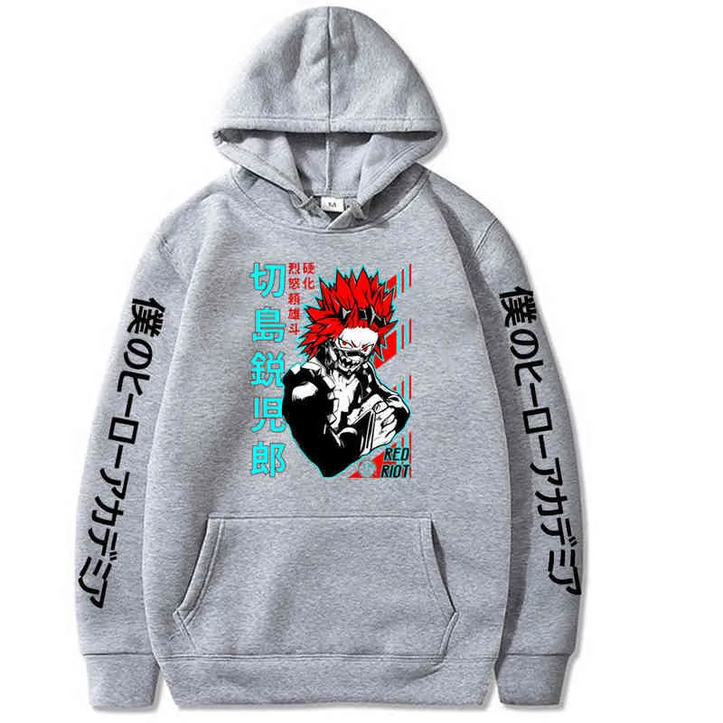 Harajuku My Hero Academia Unisex Hoodies Japanese Anime kirishima eijiro Printed Men's Hoodie Streetwear Casual Sweatshirt H1227